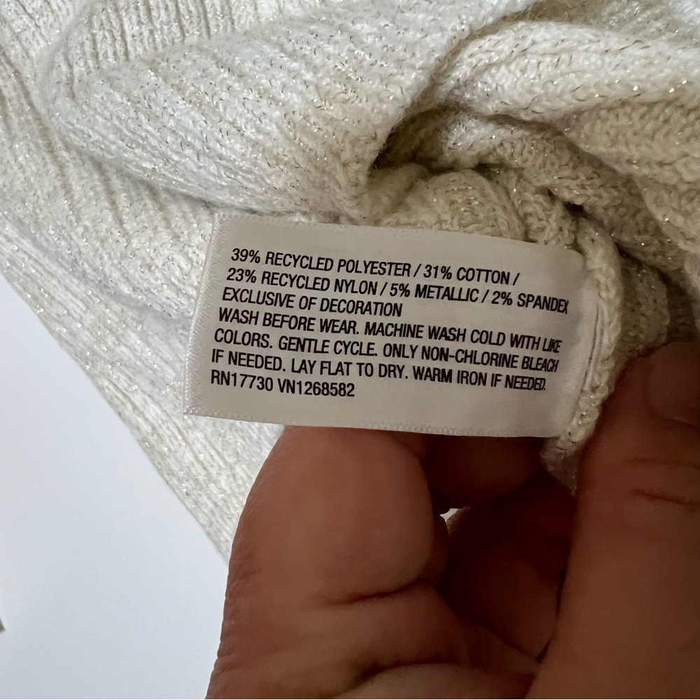 NWT Cat & Jack Girl's Ribbed Bow V-Neck Cardigan- Cream L (10/12) - Picture 8 of 8